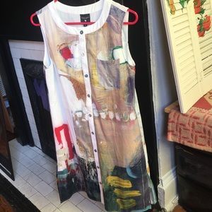 Abstract face print dress-Against Nudity Montreal